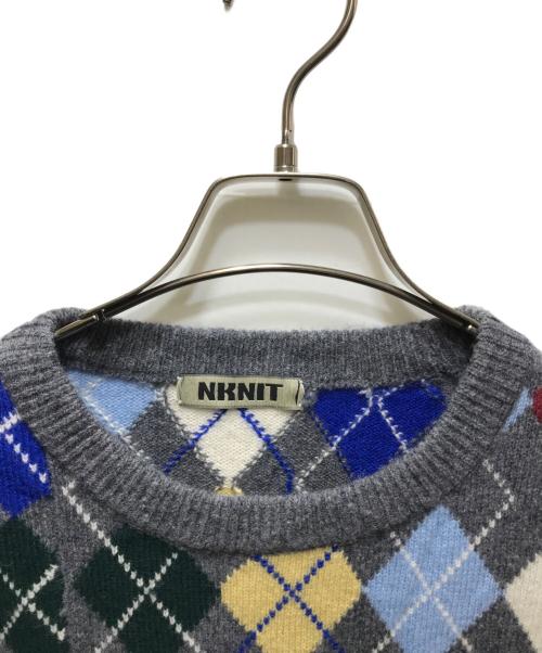 NKNIT（ンニット）NKNIT (ンニット) mix argyle KNIT（ミックスアーガイルニット）N25AW-018 グレー サイズ:実寸参照の古着・服飾アイテム