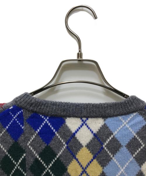 NKNIT（ンニット）NKNIT (ンニット) mix argyle KNIT（ミックスアーガイルニット）N25AW-018 グレー サイズ:実寸参照の古着・服飾アイテム