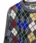 中古・古着 NKNIT (ンニット) mix argyle KNIT（ミックスアーガイルニット）N25AW-018 グレー サイズ:実寸参照：11000円