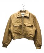 NKNITンニット）の古着「synthetic leather padded jacket （シンセティックレザーパテッドジャケット）N25AW-103」｜ベージュ