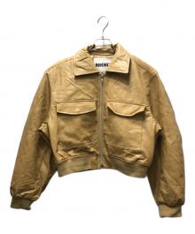 NKNIT（ンニット）の古着「synthetic leather padded jacket （シンセティックレザーパテッドジャケット）N25AW-103」｜ベージュ