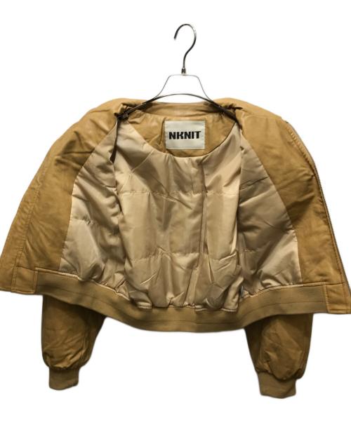 NKNIT（ンニット）NKNIT (ンニット) synthetic leather padded jacket （シンセティックレザーパテッドジャケット）N25AW-103 ベージュ サイズ:FREEの古着・服飾アイテム