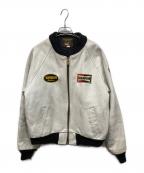 VANSONバンソン）の古着「TJレーシングレザージャケット」｜ホワイト×ブラック