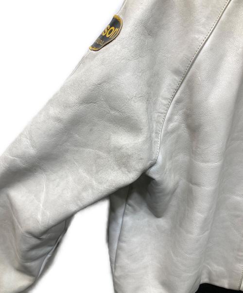 VANSON（バンソン）VANSON (バンソン) TJレーシングレザージャケット ホワイト×ブラック サイズ:44の古着・服飾アイテム