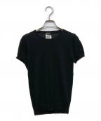 CHANELシャネル）の古着「ココ刺繍半袖ニット」｜ブラック