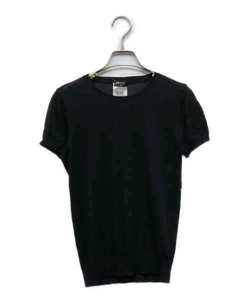 CHANEL（シャネル）CHANEL (シャネル) ココ刺繍半袖ニット ブラック サイズ:34の古着・服飾アイテム