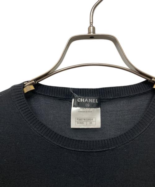 CHANEL（シャネル）CHANEL (シャネル) ココ刺繍半袖ニット ブラック サイズ:34の古着・服飾アイテム