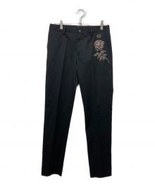 DOLCE & GABBANA（ドルチェ＆ガッバーナ）の古着「薔薇刺繍パンツ」｜ブラック