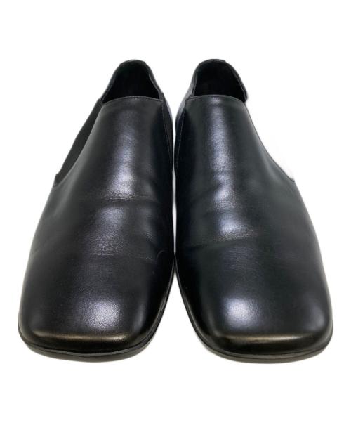 PRADA（プラダ）PRADA (プラダ) 00’ｓ スクエアトゥヒールロゴローファー ブラック サイズ:6の古着・服飾アイテム