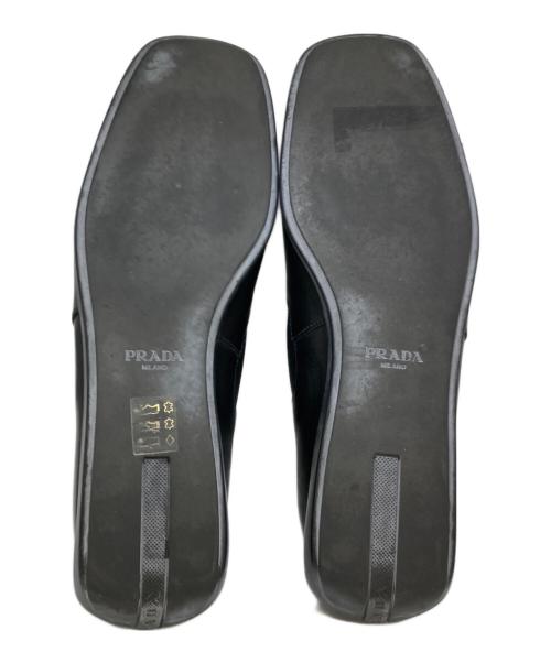 PRADA（プラダ）PRADA (プラダ) 00’ｓ スクエアトゥヒールロゴローファー ブラック サイズ:6の古着・服飾アイテム