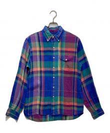 POLO RALPH LAUREN（ポロ・ラルフローレン）の古着「リネンチェックシャツ」｜ブルー