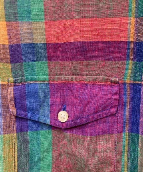 POLO RALPH LAUREN（ポロ・ラルフローレン）POLO RALPH LAUREN (ポロ・ラルフローレン) リネンチェックシャツ ブルー サイズ:Sの古着・服飾アイテム