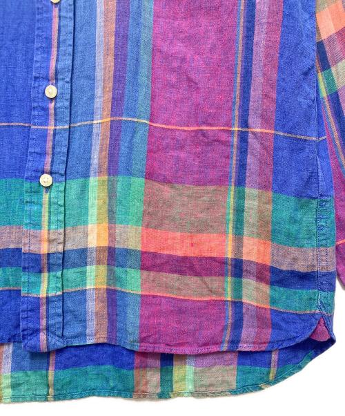 POLO RALPH LAUREN（ポロ・ラルフローレン）POLO RALPH LAUREN (ポロ・ラルフローレン) リネンチェックシャツ ブルー サイズ:Sの古着・服飾アイテム