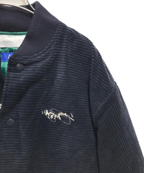 Sauras Being（ソーラス ビーイング）Sauras Being LFYT (エルエフワイティー) CORDUROY VARSITY JACKET（コーデュロイヴァ―シティジャケット）/ コーデュロイスタジャン / LA241003 ネイビー サイズ:XLの古着・服飾アイテム
