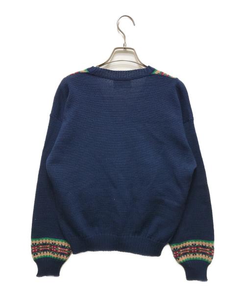 PENDLETON（ペンドルトン）PENDLETON (ペンドルトン) 70sネイティブ柄Vネック　白タグ USA製 ネイビー サイズ:Mの古着・服飾アイテム