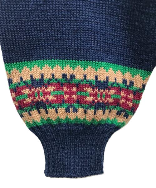 PENDLETON（ペンドルトン）PENDLETON (ペンドルトン) 70sネイティブ柄Vネック　白タグ USA製 ネイビー サイズ:Mの古着・服飾アイテム