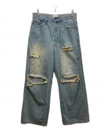CAMPHOR WOOD（カンファーウッド）の古着「ダメージバギーデニム」｜インディゴ