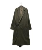 Edwina Horlエドウィナ ホール）の古着「NO COLLAR LONG COAT ノーカラーロングコート」｜カーキ