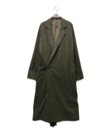 Edwina Horl（エドウィナ ホール）の古着「NO COLLAR LONG COAT ノーカラーロングコート」｜カーキ