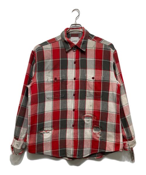 BOWWOW（バウワウ）BOWWOW (バウワウ) REPAIR AGEING FLANNEL SHIRTS レッド サイズ:Ｍの古着・服飾アイテム