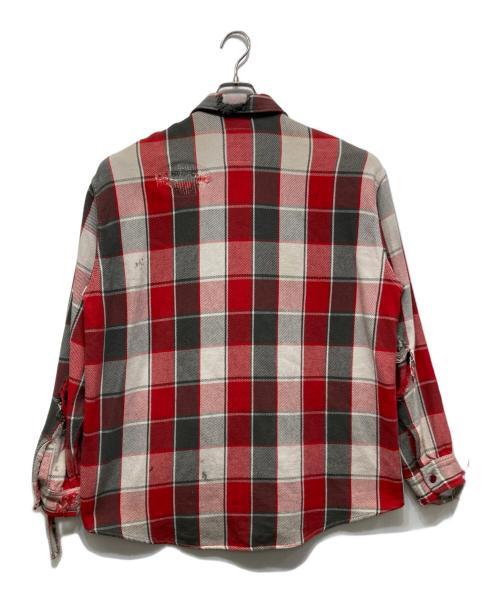 BOWWOW（バウワウ）BOWWOW (バウワウ) REPAIR AGEING FLANNEL SHIRTS レッド サイズ:Ｍの古着・服飾アイテム
