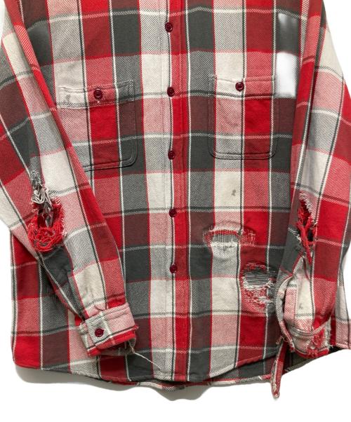 BOWWOW（バウワウ）BOWWOW (バウワウ) REPAIR AGEING FLANNEL SHIRTS レッド サイズ:Ｍの古着・服飾アイテム
