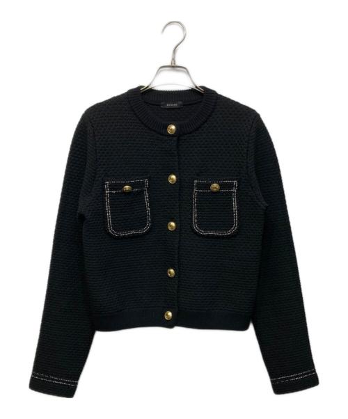 anuans（アニュアンス）anuans (アニュアンス) ノーカラーニットジャケット ブラック サイズ:Ｍの古着・服飾アイテム