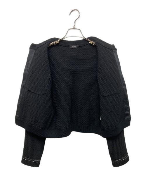 anuans（アニュアンス）anuans (アニュアンス) ノーカラーニットジャケット ブラック サイズ:Ｍの古着・服飾アイテム