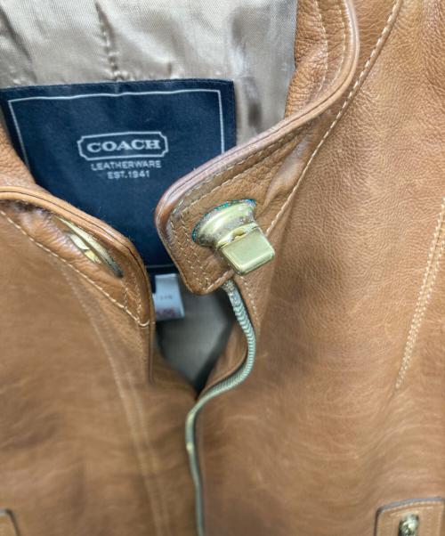COACH（コーチ）COACH (コーチ) シングルライダースジャケット ブラウン サイズ:SIZE 2の古着・服飾アイテム