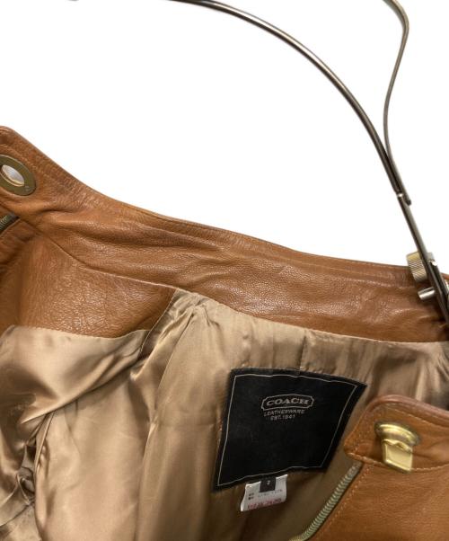 COACH（コーチ）COACH (コーチ) シングルライダースジャケット ブラウン サイズ:SIZE 2の古着・服飾アイテム