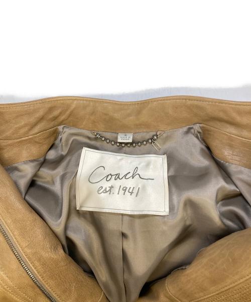 COACH（コーチ）COACH (コーチ) マルチポケットレザージャケット ブラウン サイズ:Sの古着・服飾アイテム