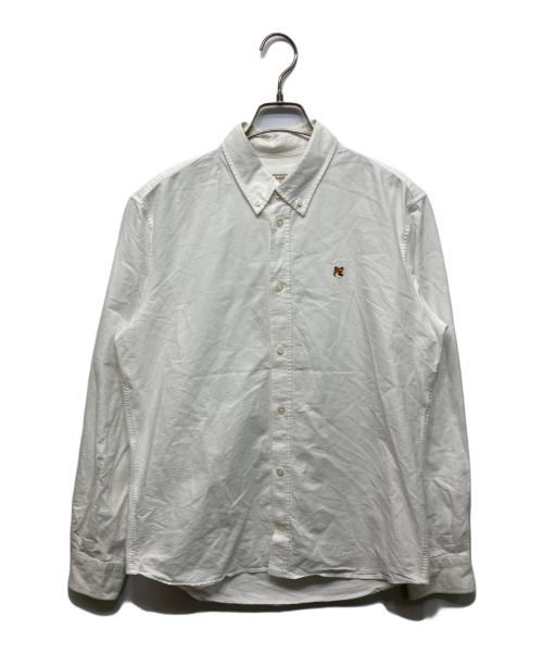 maison kitsune（メゾンキツネ）MAISON KITSUNE (メゾンキツネ) フォックスヘッドシャツ ホワイト サイズ:41の古着・服飾アイテム