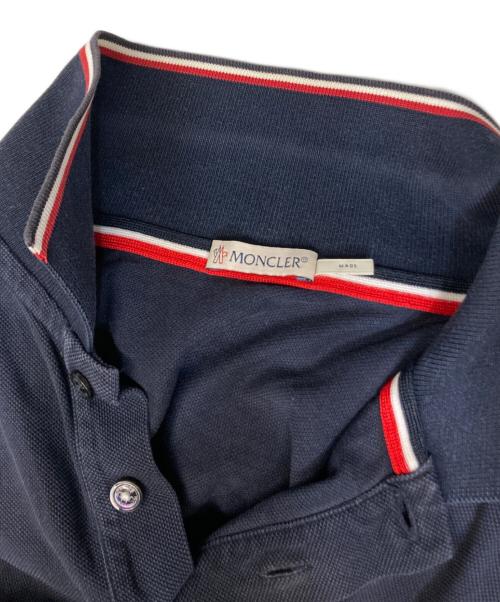 MONCLER（モンクレール）MONCLER (モンクレール) ブランド刺繍半袖ポロシャツ ネイビー サイズ:Mの古着・服飾アイテム