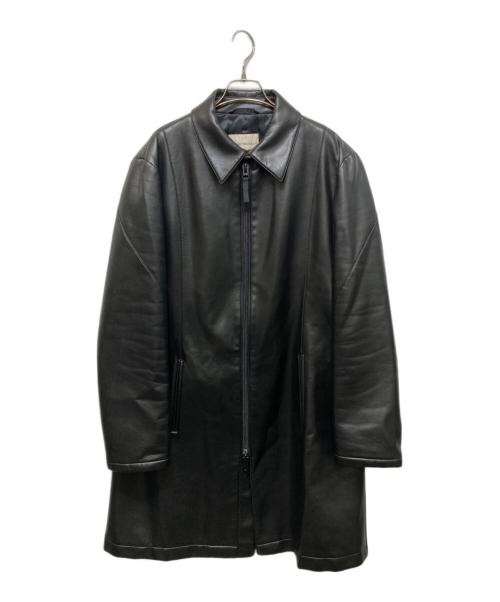 EMPORIO ARMANI（エンポリオ アルマーニ）EMPORIO ARMANI (エンポリオ アルマーニ) レザーライクジップコート ブラック サイズ:54の古着・服飾アイテム