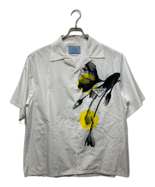 PRADA（プラダ）PRADA (プラダ) フローラルプリントポプリン半袖 シャツ ホワイト サイズ:XLの古着・服飾アイテム