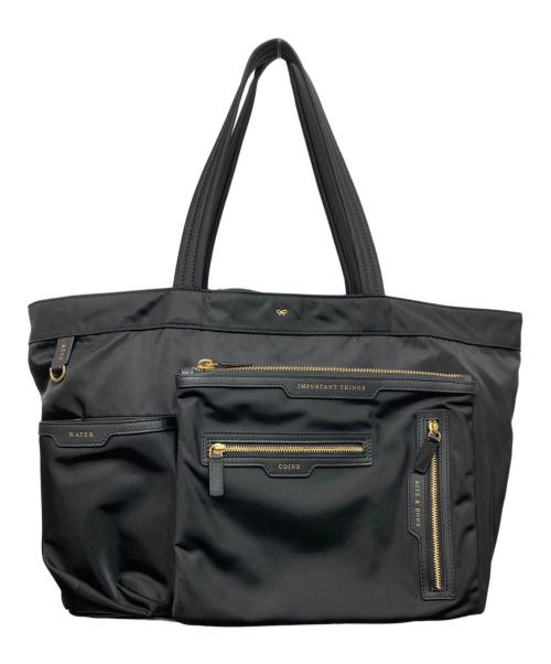 ANYA HINDMARCH（アニヤ・ハインドマーチ）ANYA HINDMARCH (アニヤ・ハインドマーチ) MULTI POCKET TOTE ブラックの古着・服飾アイテム