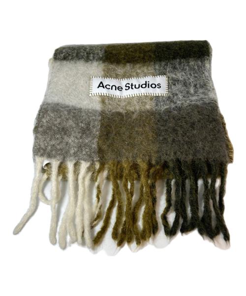 Acne studios（アクネ ストゥディオズ）ACNE STUDIOS (アクネ ストゥディオズ) モヘアチェックスカーフ グリーンの古着・服飾アイテム