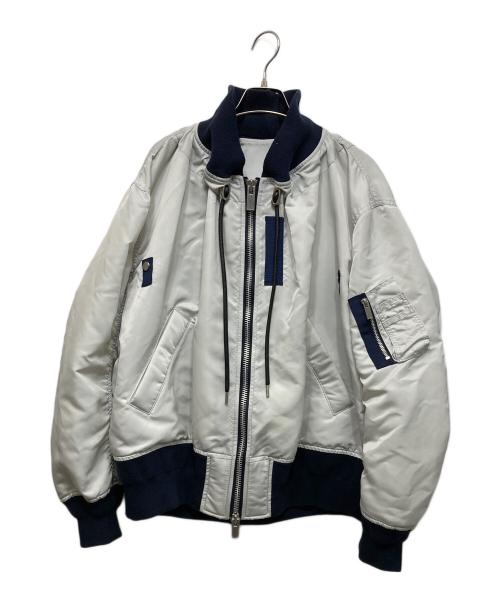 sacai（サカイ）sacai (サカイ) MA-1×Melton Jacket / 19-04714  グレー×ネイビー サイズ:1の古着・服飾アイテム