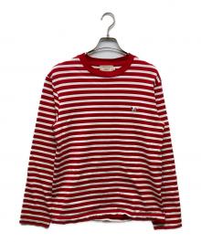 maison kitsune（メゾンキツネ）の古着「TRICOLOR FOX PATCH CLASSIC MARIN TEE-SHIRT」｜レッド