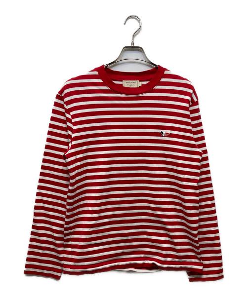 maison kitsune（メゾンキツネ）maison kitsune (メゾンキツネ) TRICOLOR FOX PATCH CLASSIC MARIN TEE-SHIRT レッド サイズ:Sの古着・服飾アイテム