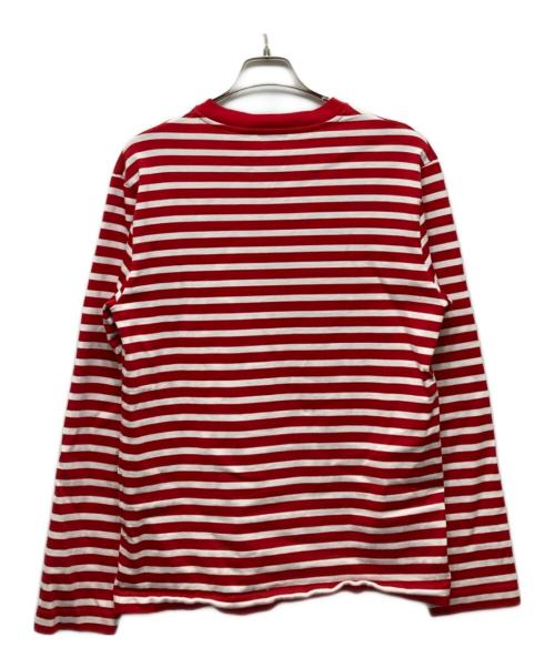 maison kitsune（メゾンキツネ）maison kitsune (メゾンキツネ) TRICOLOR FOX PATCH CLASSIC MARIN TEE-SHIRT レッド サイズ:Sの古着・服飾アイテム