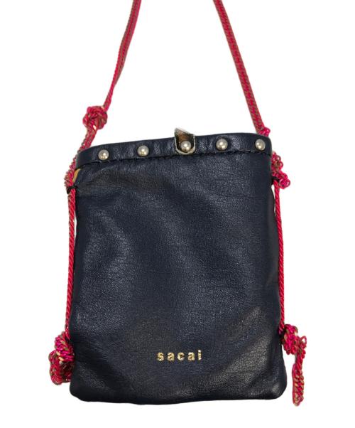 sacai（サカイ）sacai (サカイ) レザーネックポーチ ネイビーの古着・服飾アイテム