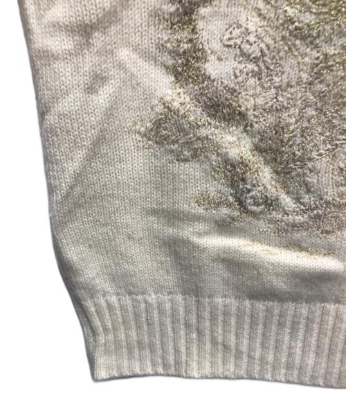 Christian Dior（クリスチャン ディオール）Christian Dior (クリスチャン ディオール) スター刺繍カシミヤニット　イタリア製　214S57AM001　 ホワイト サイズ:34の古着・服飾アイテム