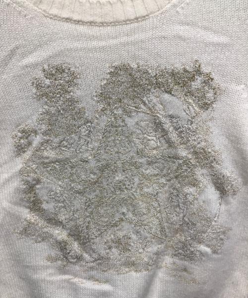 Christian Dior（クリスチャン ディオール）Christian Dior (クリスチャン ディオール) スター刺繍カシミヤニット　イタリア製　214S57AM001　 ホワイト サイズ:34の古着・服飾アイテム
