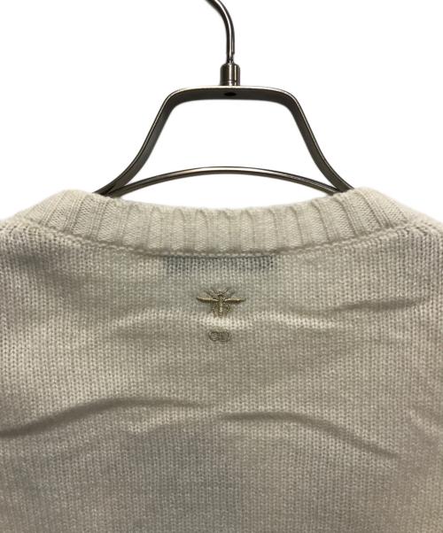 Christian Dior（クリスチャン ディオール）Christian Dior (クリスチャン ディオール) スター刺繍カシミヤニット　イタリア製　214S57AM001　 ホワイト サイズ:34の古着・服飾アイテム