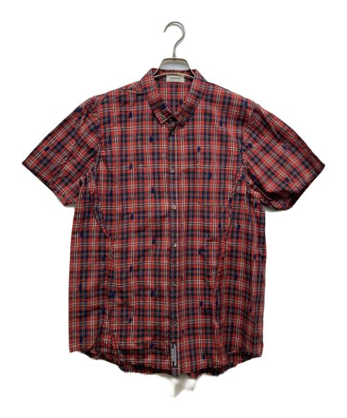 UNDERCOVERISM（アンダーカバーイズム）UNDERCOVERISM (アンダーカバーイズム) 半袖チェックシャツ レッド サイズ:3の古着・服飾アイテム