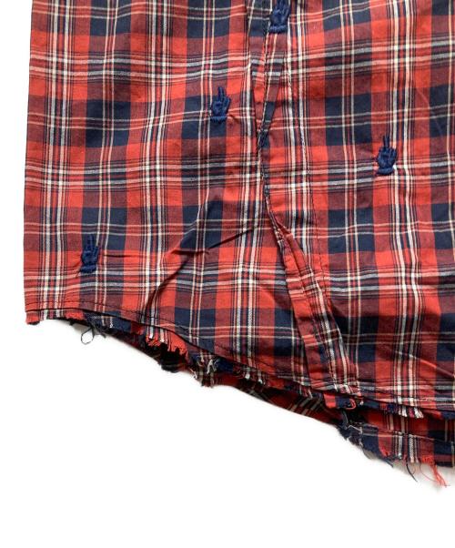UNDERCOVERISM（アンダーカバーイズム）UNDERCOVERISM (アンダーカバーイズム) 半袖チェックシャツ レッド サイズ:3の古着・服飾アイテム