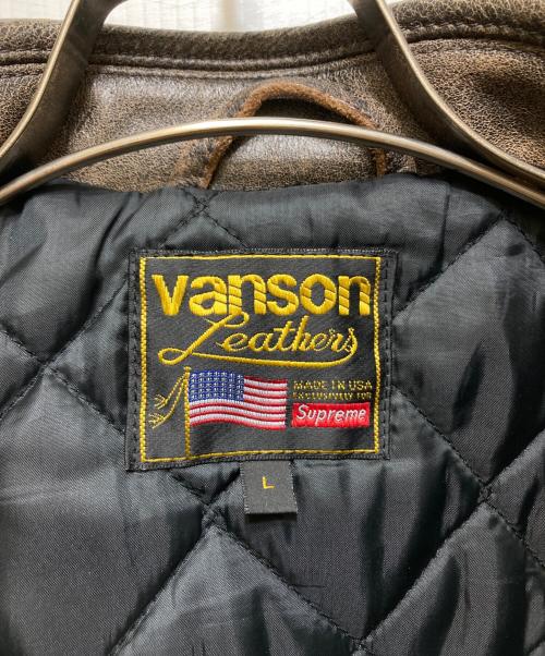 SUPREME（シュプリーム）Supreme (シュプリーム) VANSON (バンソン) レザージャケット　worn leather jacket(ウォーンレザージャケット)　20AW　USA製　サイズL　　 ブラウン サイズ:Lの古着・服飾アイテム