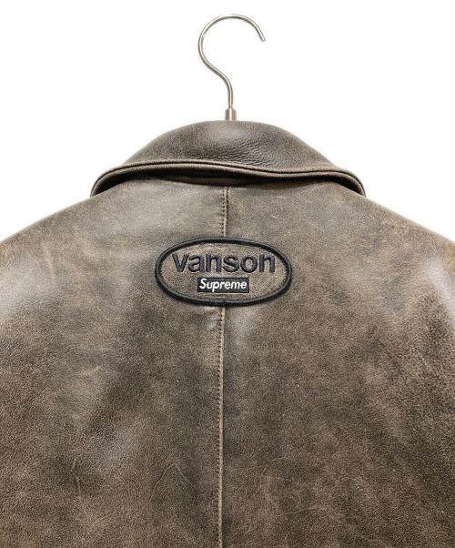 SUPREME（シュプリーム）Supreme (シュプリーム) VANSON (バンソン) レザージャケット　worn leather jacket(ウォーンレザージャケット)　20AW　USA製　サイズL　　 ブラウン サイズ:Lの古着・服飾アイテム