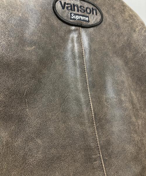 SUPREME（シュプリーム）Supreme (シュプリーム) VANSON (バンソン) レザージャケット　worn leather jacket(ウォーンレザージャケット)　20AW　USA製　サイズL　　 ブラウン サイズ:Lの古着・服飾アイテム